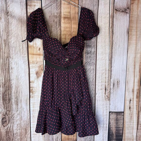 Self Portrait Dress Plumetis Chiffon Mini Floral Red Dot Size 2 Event Versatile - Picture 1 of 8